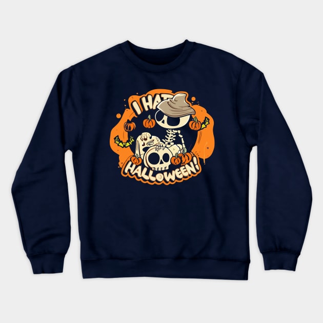 I hate Halloween Crewneck Sweatshirt by CatCoconut-Art